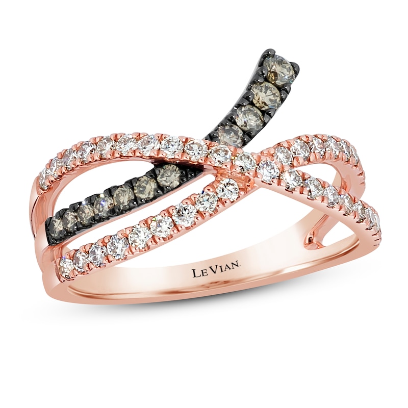 Main Image 1 of Le Vian Chocolate Diamond Ring 5/8 ct tw Round 14K Strawberry Gold