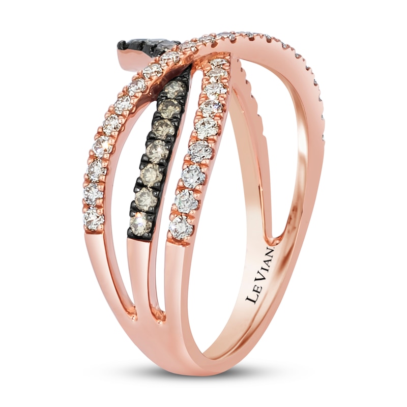 Le Vian Chocolate Diamond Ring 5/8 ct tw Round 14K Strawberry Gold