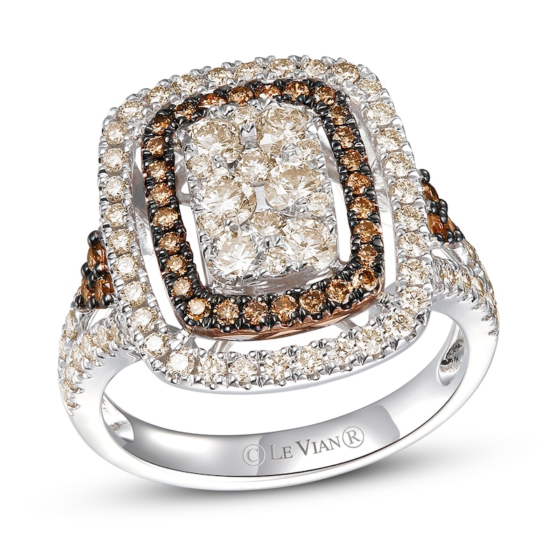 Le Vian Chocolate Diamond Ring 1-5/8 ct tw Round 14K Vanilla Gold