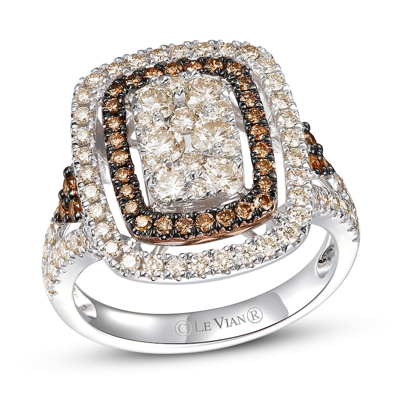 Main Image 1 of Le Vian Chocolate Diamond Ring 1-5/8 ct tw Round 14K Vanilla Gold