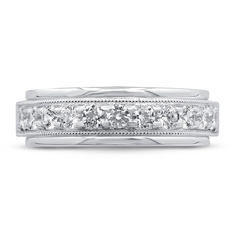 Main Image 3 of Men's Diamond Wedding Band 1 ct tw Round 14K White Gold