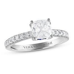 Vera Wang WISH Diamond Engagement Ring 1-1/4 ct tw Cushion/Round Platinum