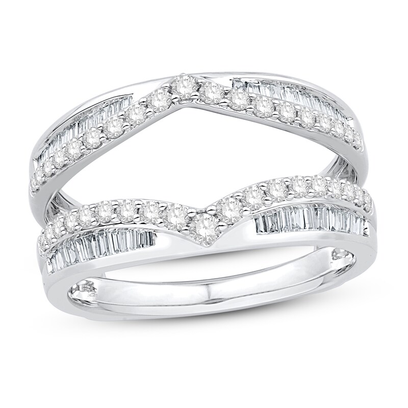Main Image 1 of Diamond Insert Ring 3/4 ct tw Round/Baguette 14K White Gold