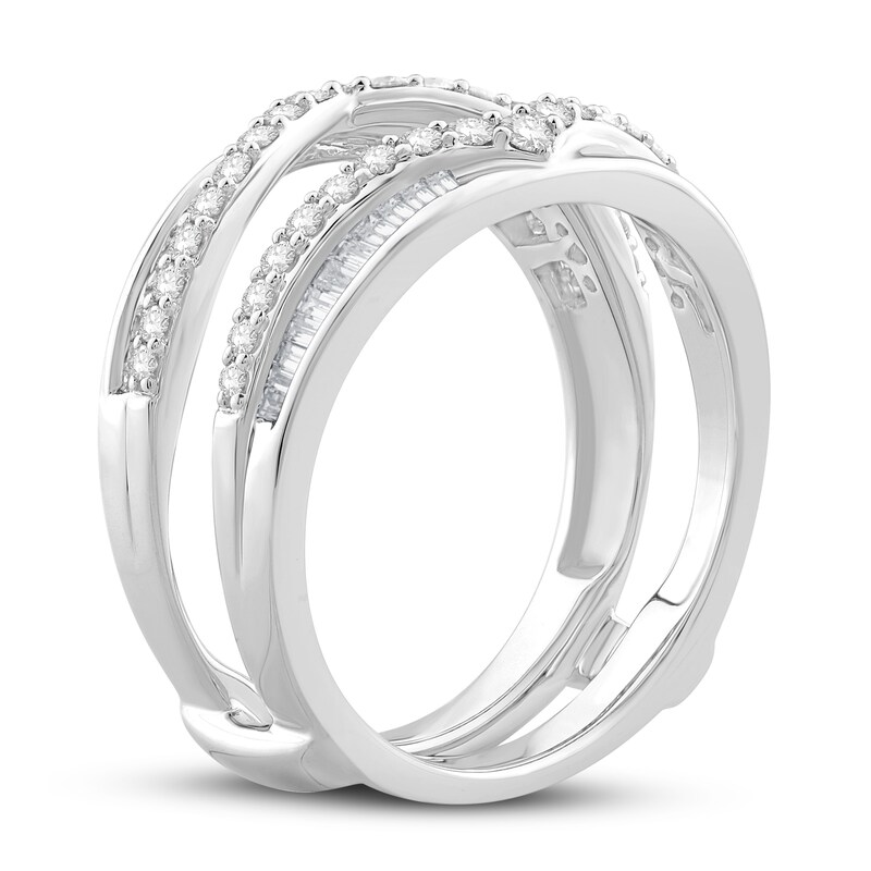 Main Image 2 of Diamond Insert Ring 3/4 ct tw Round/Baguette 14K White Gold