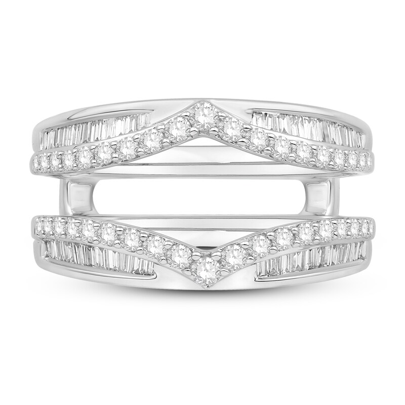 Main Image 3 of Diamond Insert Ring 3/4 ct tw Round/Baguette 14K White Gold