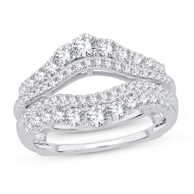 14k White Gold 1/4 ct tw Diamond Rope Design Ring Guard