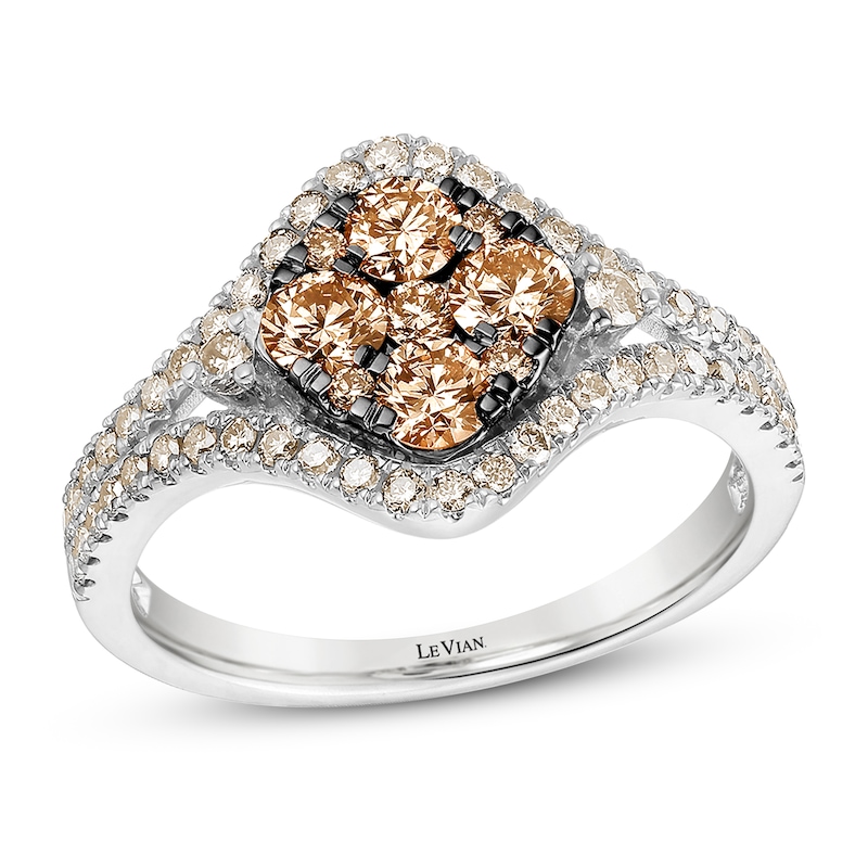 Le Vian Diamond Ring 7/8 ct tw Round 14K Vanilla Gold with 360