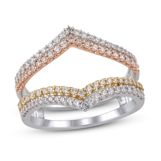 Jared The Galleria Of Jewelry Diamond Enhancer Ring 5/8 ct tw Round 14K Tri-Tone Gold