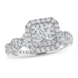 Vera Wang WISH Diamond Engagement Ring 1 ct tw Princess/Round 14K White Gold