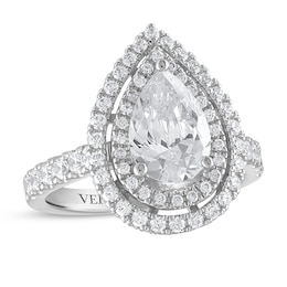 Vera Wang WISH Diamond Engagement Ring 3 ct tw Pear-shaped/Round 14K White Gold