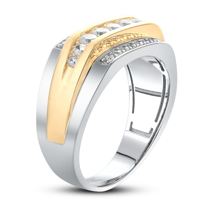Men's Diamond Wedding Band 3/4 ct tw Round 14K Two-Tone Gold