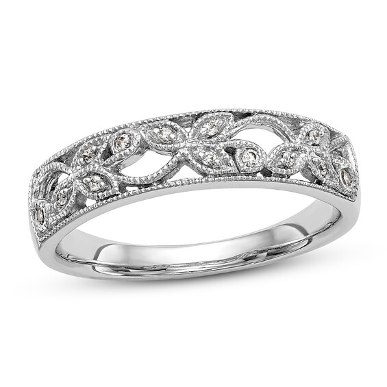 Jared The Galleria Of Jewelry Floral Diamond Band 1/2 ct tw Round 14K White Gold