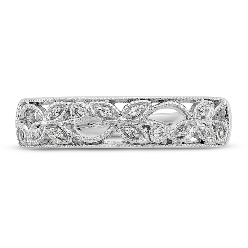 Floral Diamond Band 1/20 ct tw Round 14K White Gold