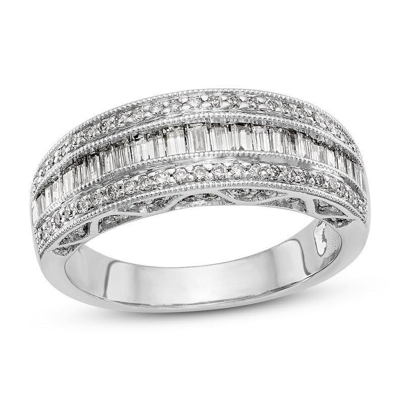 Diamond Band 3/4 ct tw Baguette/Round 14K White Gold