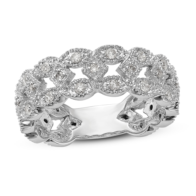 Main Image 1 of Marquise Shape Vintage Diamond Band 1/2 ct tw Round 14K White Gold