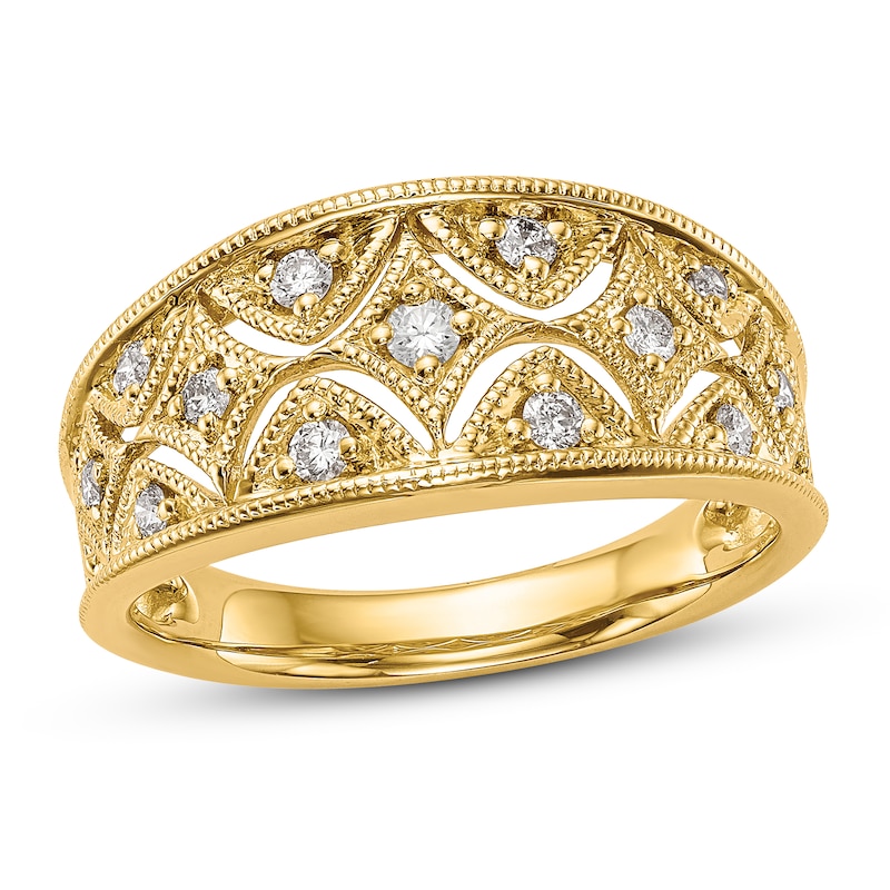 Main Image 1 of Art Deco Diamond Band 1/4 ct tw Round 14K Yellow Gold