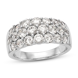 3 Row Diamond Band 2-1/2 ct tw Round 14K White Gold
