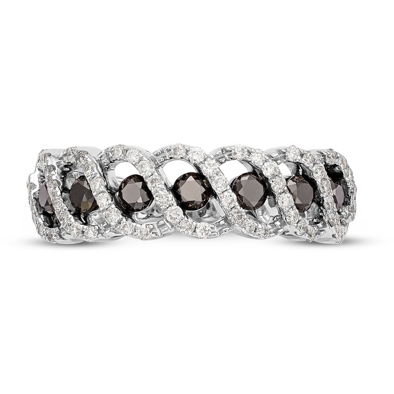 Black & White Diamond Band 3/4 ct tw Round 14K White Gold