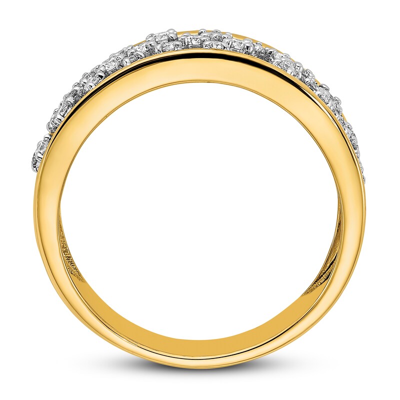 Diamond Cluster Open Ring 1/3 ct tw Round 14K Yellow Gold