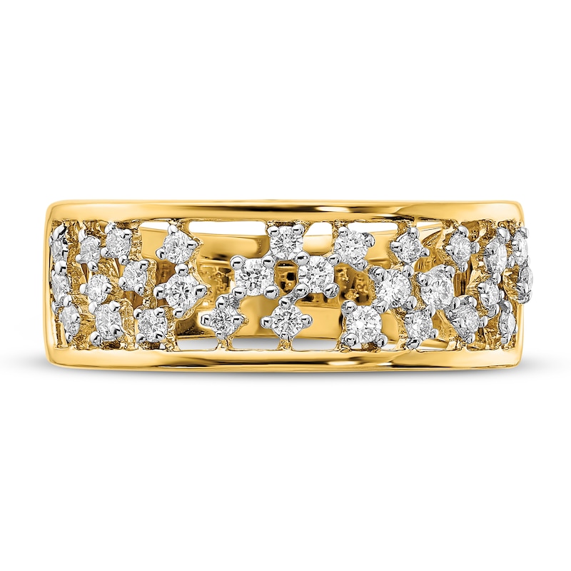 Diamond Cluster Open Ring 1/3 ct tw Round 14K Yellow Gold