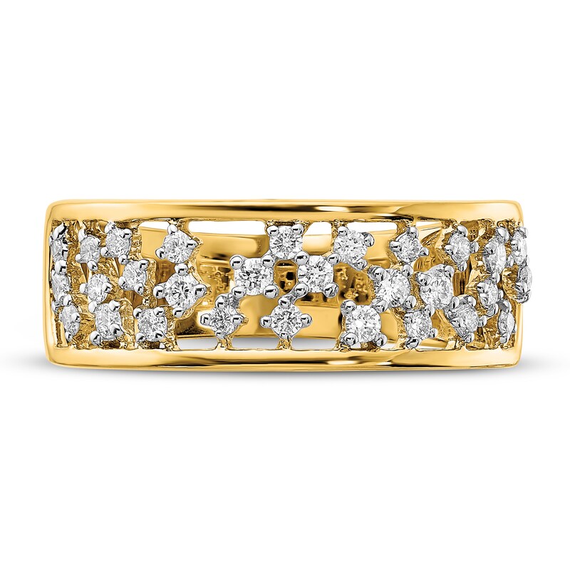 Diamond Cluster Open Ring 1/3 ct tw Round 14K Yellow Gold