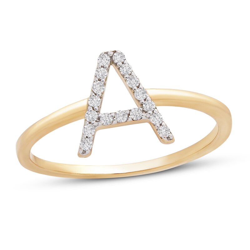 Diamond Letter A Ring 1/10 ct tw 10K Yellow Gold
