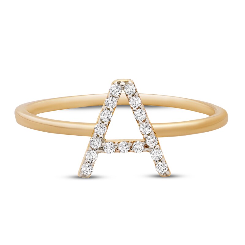 Diamond Letter A Ring 1/10 ct tw 10K Yellow Gold