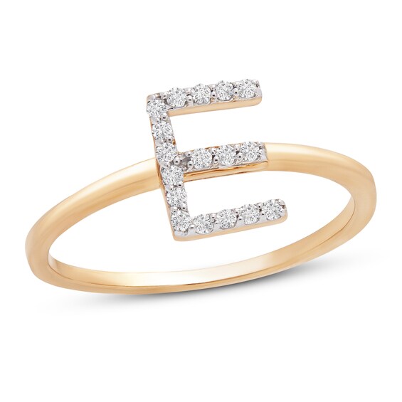 Jared The Galleria Of Jewelry Diamond Letter E Ring 1/10 ct tw 10K Yellow Gold