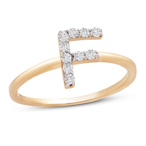 Jared The Galleria Of Jewelry Diamond Letter F Ring 1/10 ct tw 10K Yellow Gold