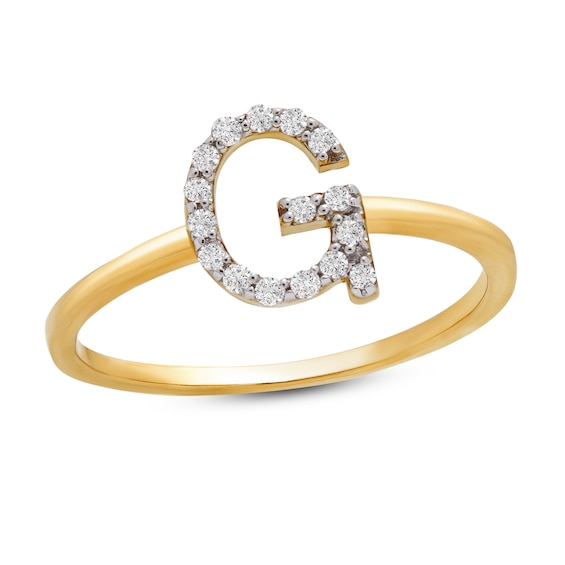 Jared The Galleria Of Jewelry Diamond Letter G Ring 1/10 ct tw Round 10K Yellow Gold
