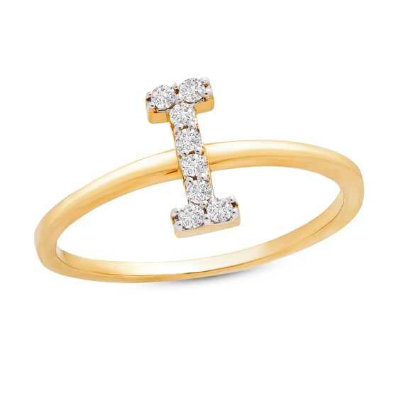Jared The Galleria Of Jewelry Diamond Letter I Ring 1/10 ct tw Round 10K Yellow Gold