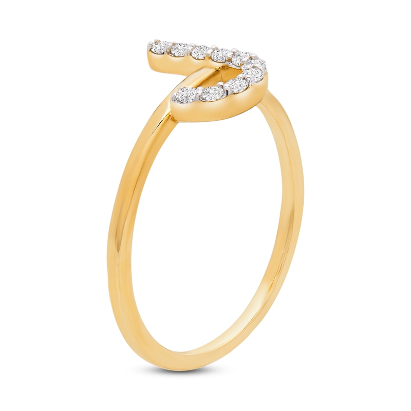 Main Image 2 of Diamond Letter J Ring 1/10 ct tw Round 10K Yellow Gold