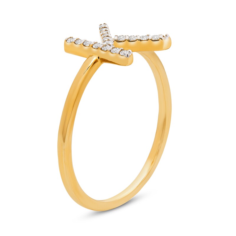 Main Image 2 of Diamond Letter K Ring 1/10 ct tw Round 10K Yellow Gold