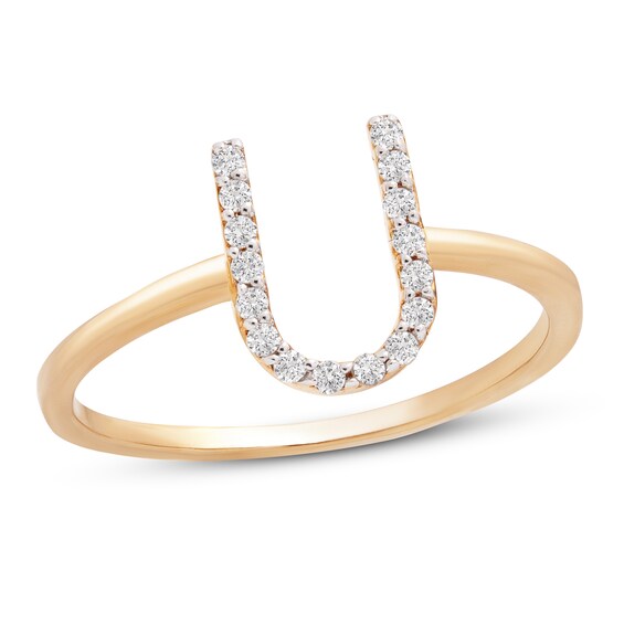 Jared The Galleria Of Jewelry Diamond Letter U Ring 1/10 ct tw 10K Yellow Gold