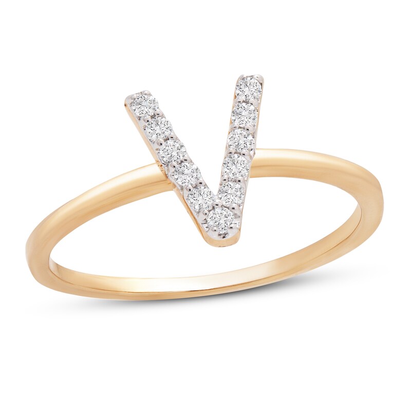 Diamond Letter V Ring 1 10 Ct Tw 10k Yellow Gold Jared Diamond Letter V Ring 1 10 Ct Tw 10k Yellow Gold Jared