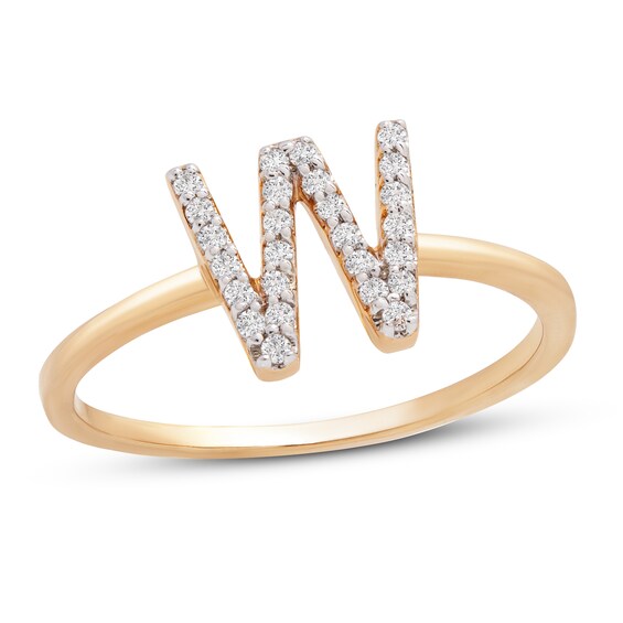 Jared The Galleria Of Jewelry Diamond Letter W Ring 1/10 ct tw 10K Yellow Gold
