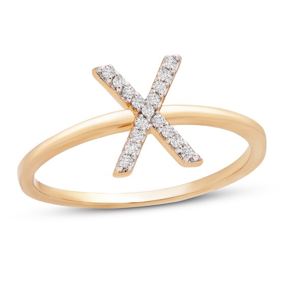 Jared The Galleria Of Jewelry Diamond Letter X Ring 1/10 ct tw 10K Yellow Gold