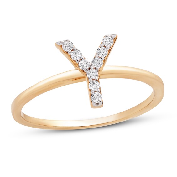 Jared The Galleria Of Jewelry Diamond Letter Y Ring 1/10 ct tw 10K Yellow Gold
