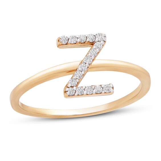 Jared The Galleria Of Jewelry Diamond Letter Z Ring 1/10 ct tw 10K Yellow Gold