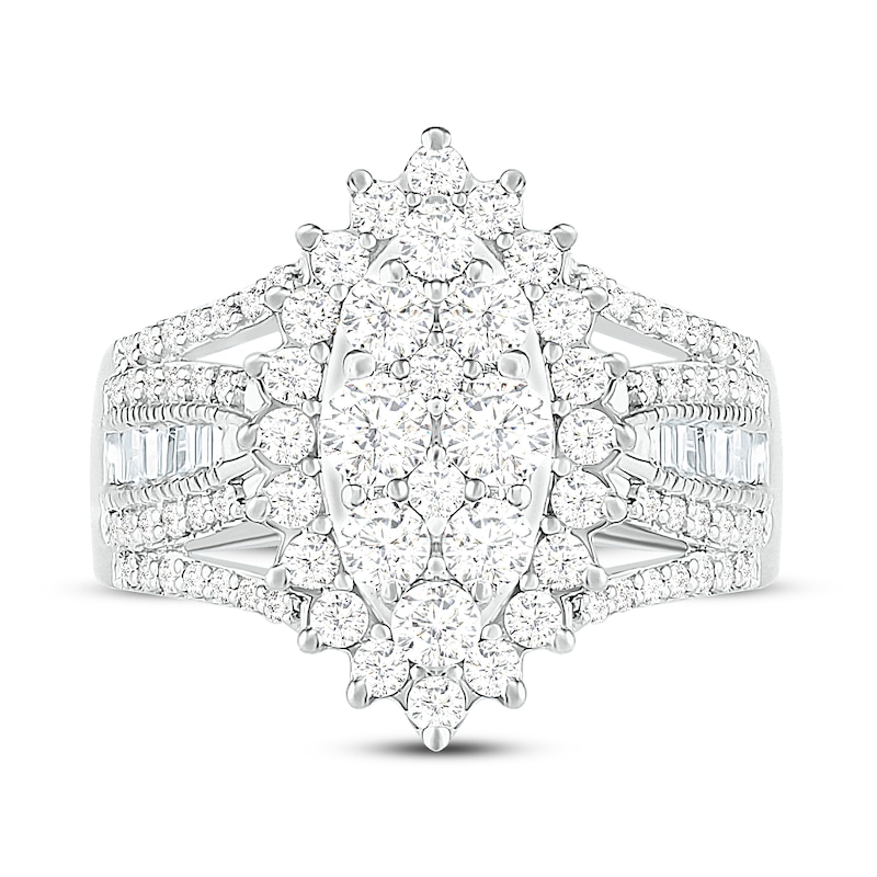 Main Image 2 of Diamond Ring 1-1/2 ct tw Round/Baguette 14K White Gold