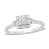 Diamond Promise Ring 3/8 ct tw Round/Baguette/Princess 10K White Gold