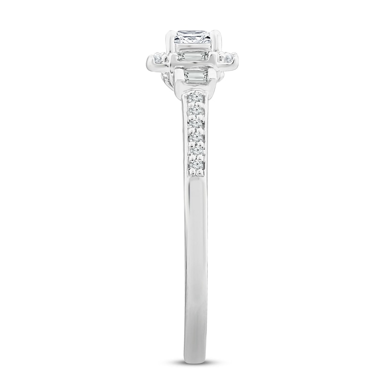 Diamond Promise Ring 3/8 ct tw Round/Baguette/Princess 10K White Gold