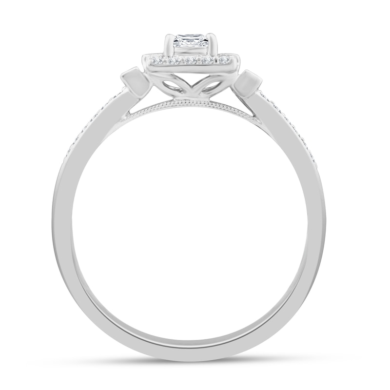 Diamond Promise Ring 3/8 ct tw Round/Baguette/Princess 10K White Gold