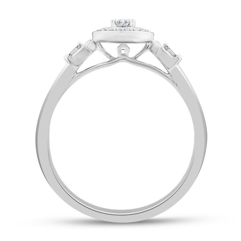 Main Image 3 of Diamond Promise Ring 1/6 ct tw Oval/Round/Baguette 10K White Gold