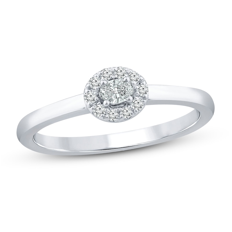 Main Image 1 of Diamond Ring 1/6 ct tw Oval/Round 10K White Gold