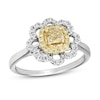 Thumbnail Image 1 of Le Vian Sunny Yellow Diamond Ring 5/8 ct tw Cushion/Round 14K Two-Tone Gold