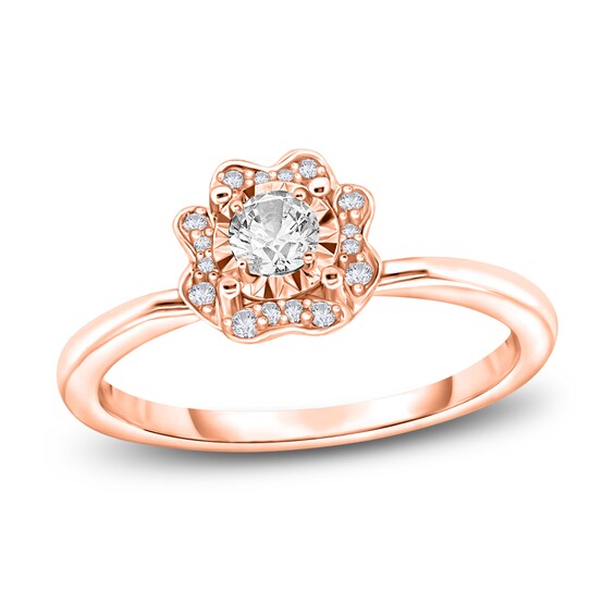 Jared The Galleria Of Jewelry Diamond Floral Ring 1/5 ct tw Round 10K Rose Gold