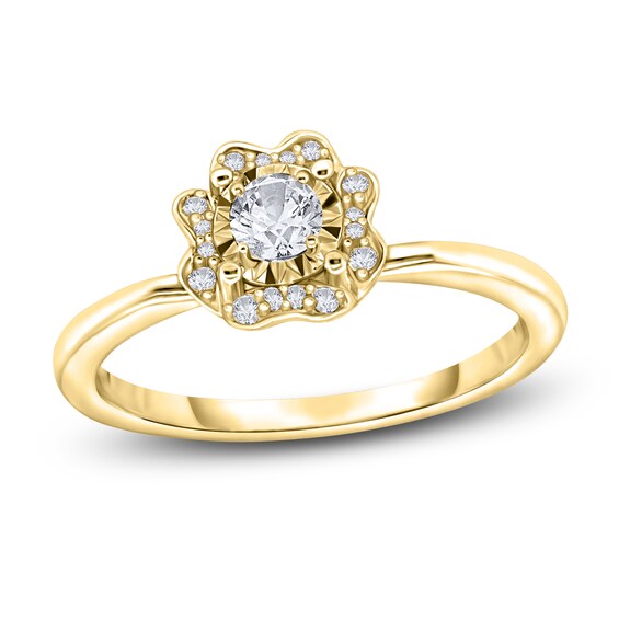 Jared The Galleria Of Jewelry Diamond Floral Ring 1/5 ct tw Round 10K Yellow Gold
