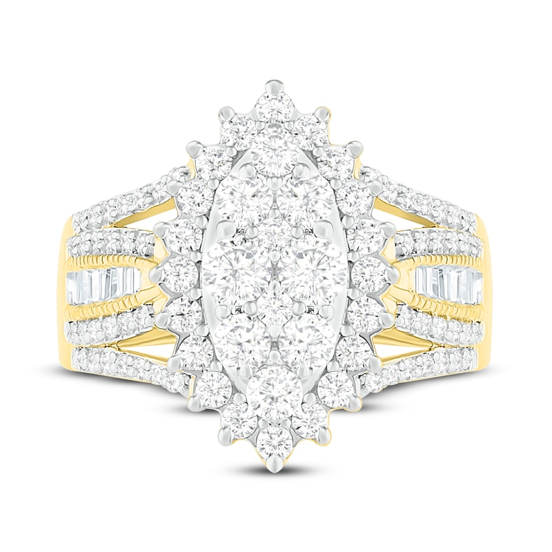 Main Image 2 of Diamond Ring 1-1/2 ct tw Round/Baguette 14K Yellow Gold