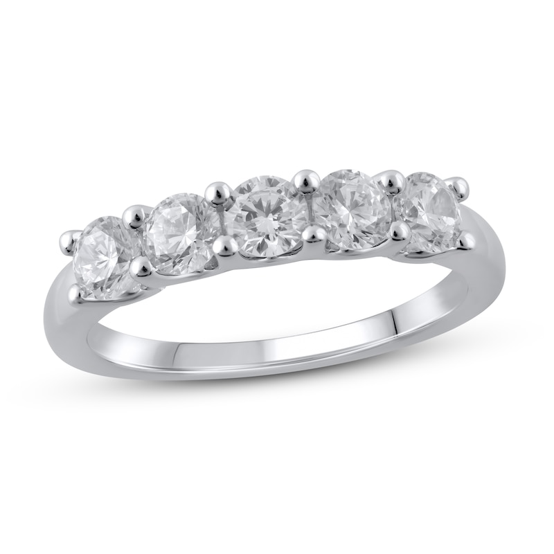 Main Image 1 of Lab-Grown Diamond Wedding Band 1 ct tw Round 14K White Gold